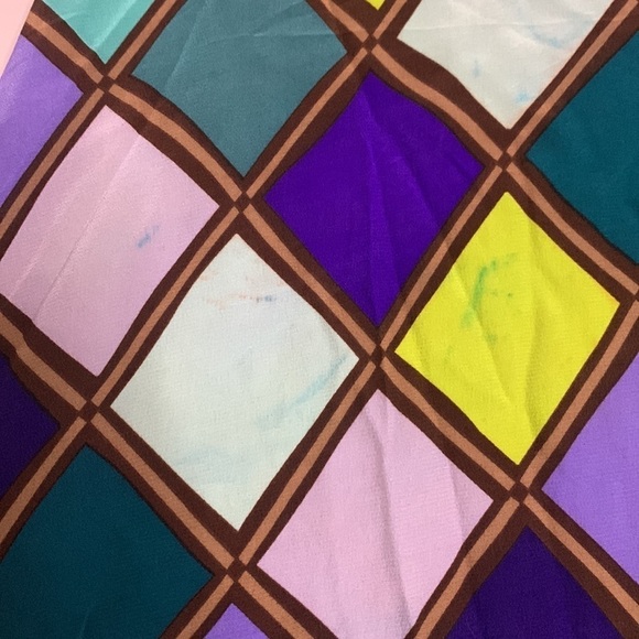 Diane von furstenberg stain glass silk plus 3X button front long sleeve shirt - Picture 4 of 8